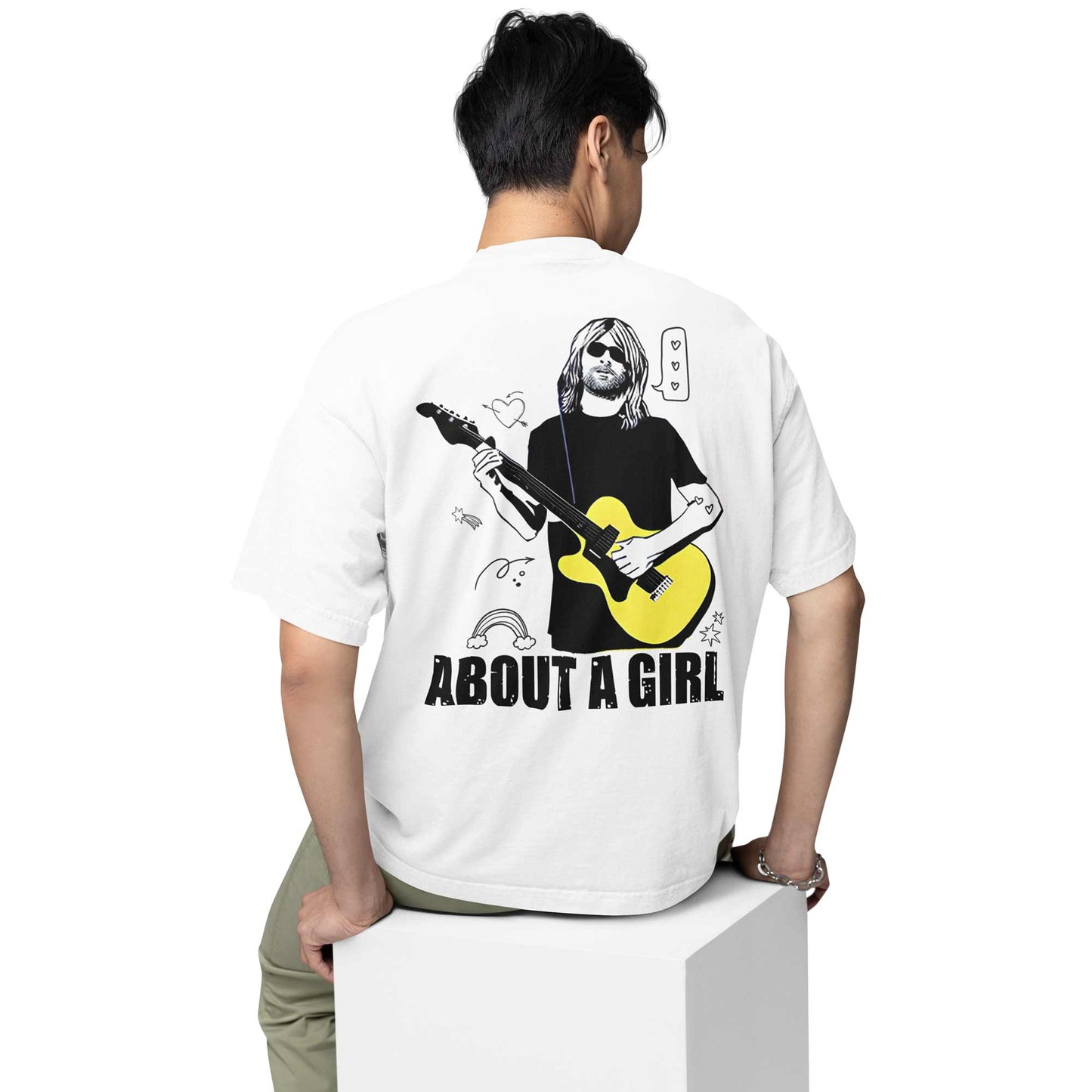 nirvana oversized t shirt - about a girl music t-shirt white buy online india the banyan tee tbt men women girls boys unisex