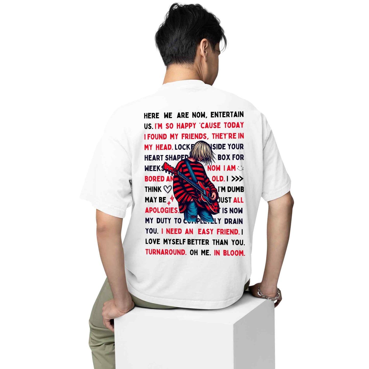 nirvana oversized t shirt - lyrical doodle music t-shirt white buy online india the banyan tee tbt men women girls boys unisex