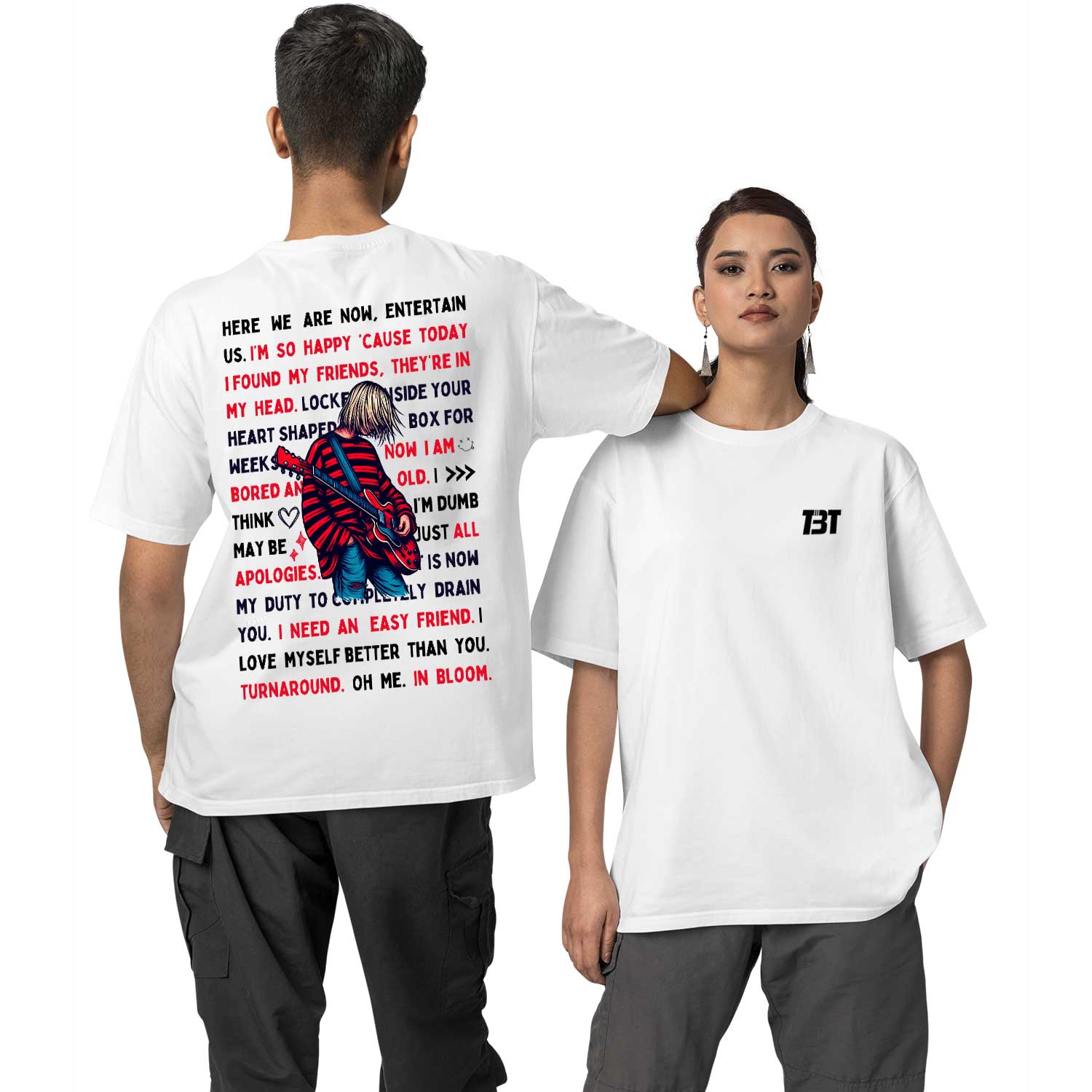 nirvana oversized t shirt - lyrical doodle music t-shirt white buy online india the banyan tee tbt men women girls boys unisex