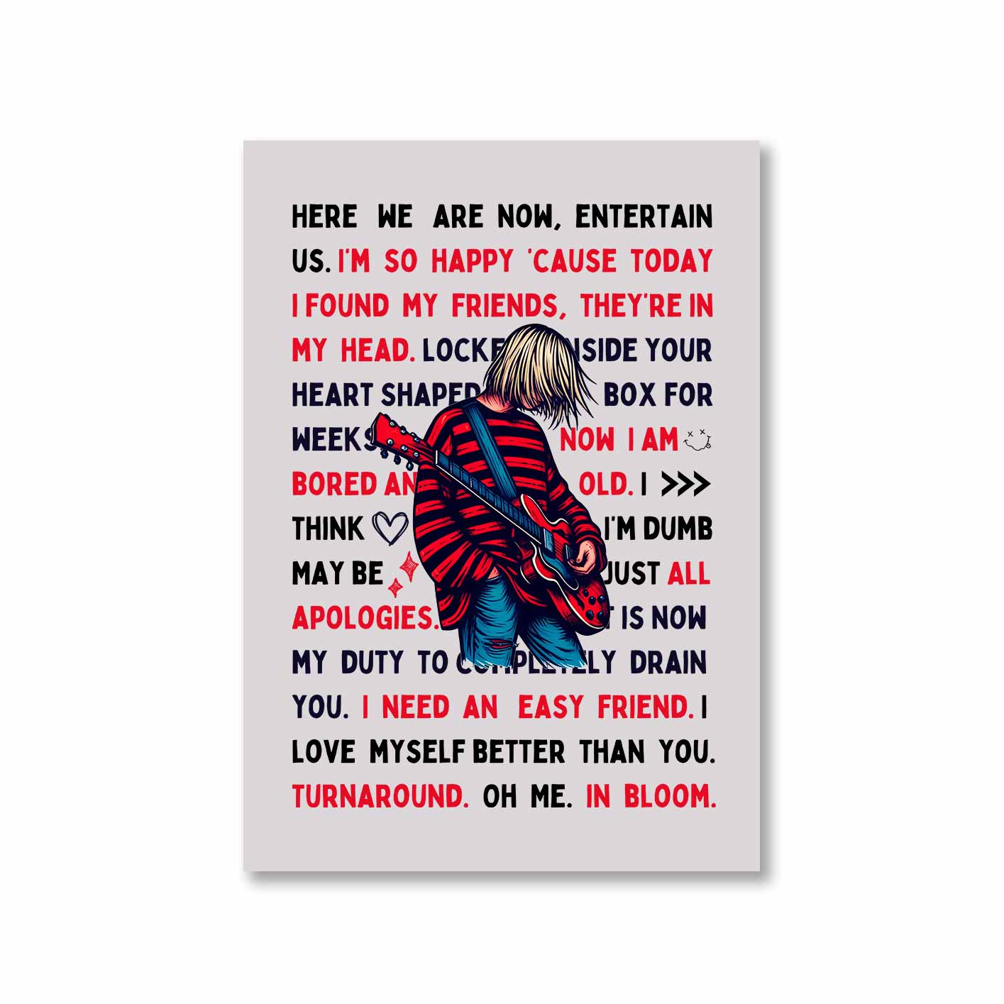 nirvana lyrical doodle poster wall art buy online united states of america usa the banyan tee tbt a4