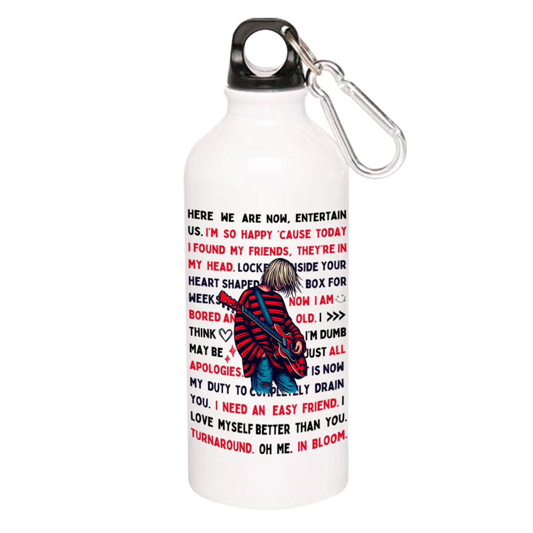 nirvana lyrical doodle sipper steel water bottle flask gym shaker music band buy online india the banyan tee tbt men women girls boys unisex