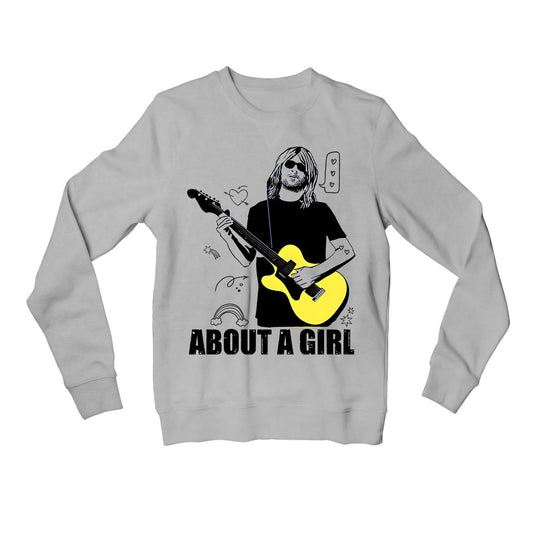 nirvana about a girl sweatshirt upper winterwear music band buy online united states usa the banyan tee tbt men women girls boys unisex gray