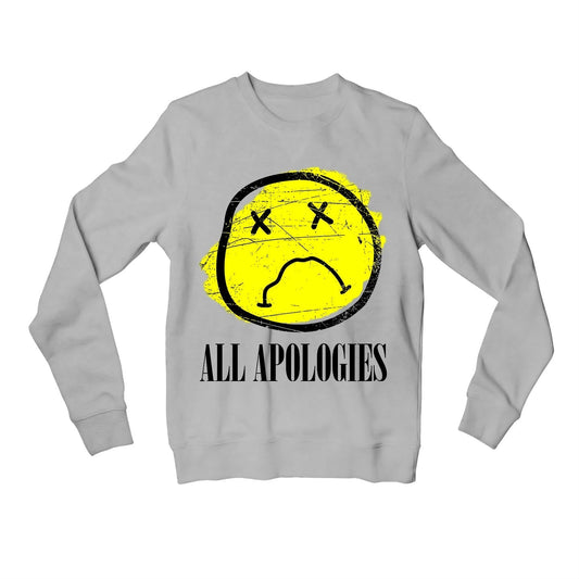 nirvana all apologies sweatshirt upper winterwear music band buy online united states usa the banyan tee tbt men women girls boys unisex gray