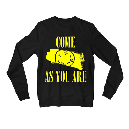 nirvana as you are sweatshirt upper winterwear music band buy online united states usa the banyan tee tbt men women girls boys unisex black