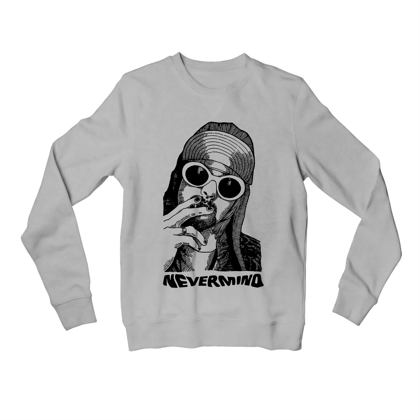 nirvana kurt never minds sweatshirt upper winterwear music band buy online united states usa the banyan tee tbt men women girls boys unisex gray