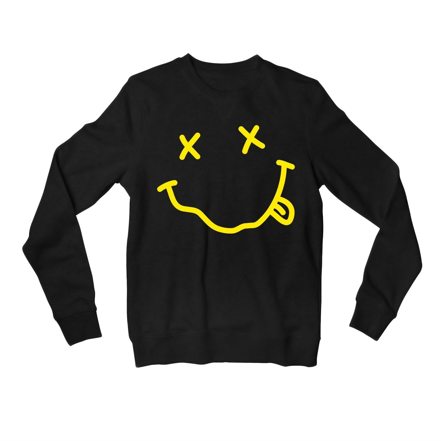 nirvana the grin sweatshirt upper winterwear music band buy online united states usa the banyan tee tbt men women girls boys unisex black