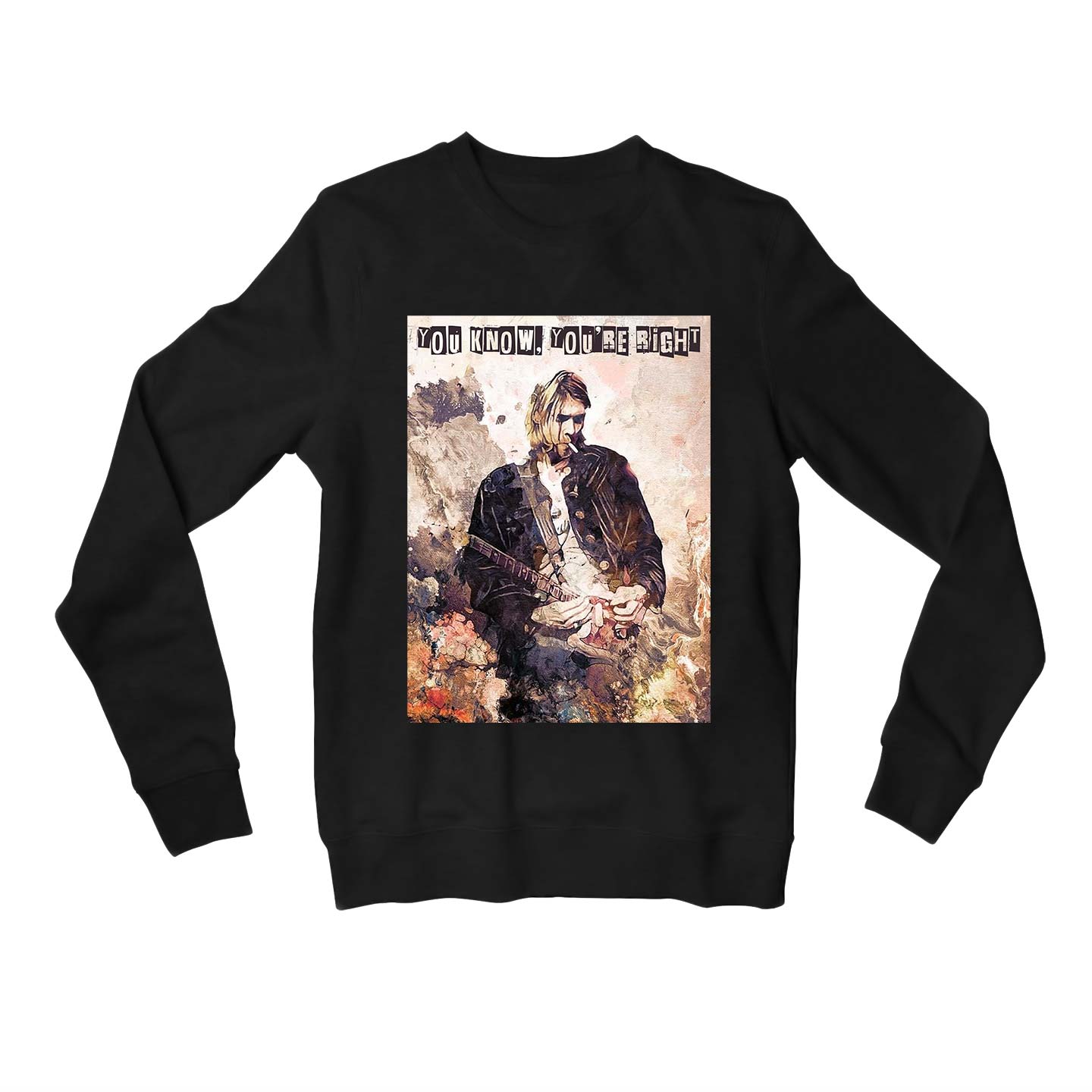 nirvana you know you're right sweatshirt upper winterwear music band buy online united states usa the banyan tee tbt men women girls boys unisex black