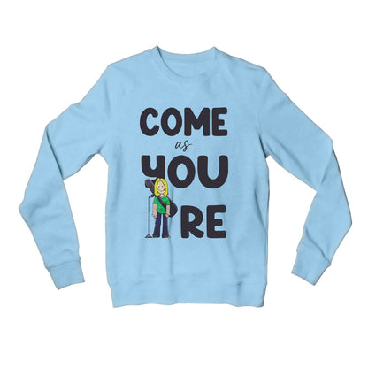 nirvana come as you are sweatshirt upper winterwear music band buy online united states usa the banyan tee tbt men women girls boys unisex baby blue
