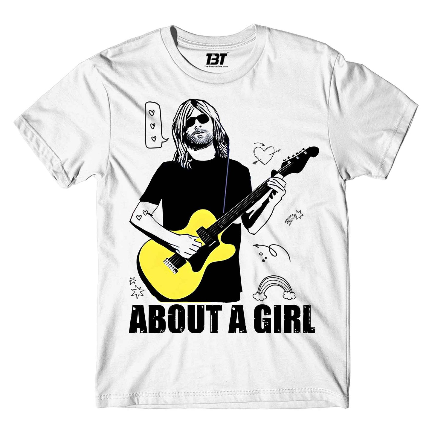 nirvana about a girl t-shirt music band buy online united states of america usa the banyan tee tbt men women girls boys unisex white