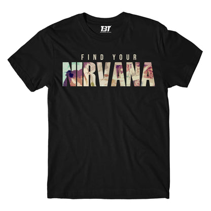 nirvana find your nirvana t-shirt music band buy online usa united states the banyan tee tbt men women girls boys unisex black