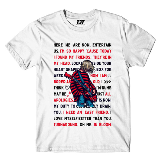 nirvana lyrical doodle t-shirt music band buy online united states of america usa the banyan tee tbt men women girls boys unisex white