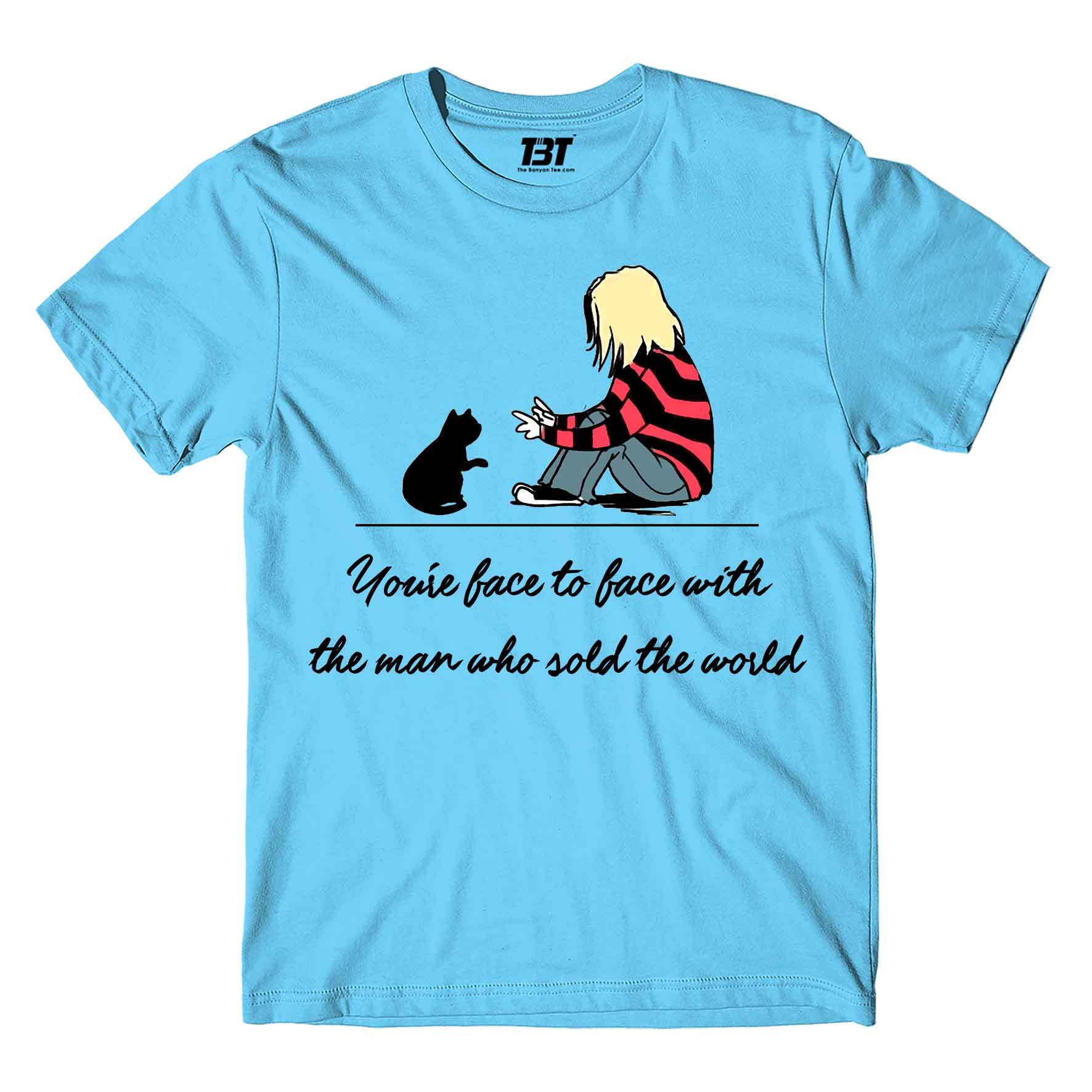 nirvana man who sold the world t-shirt music band buy online united states of america usa the banyan tee tbt men women girls boys unisex sky blue