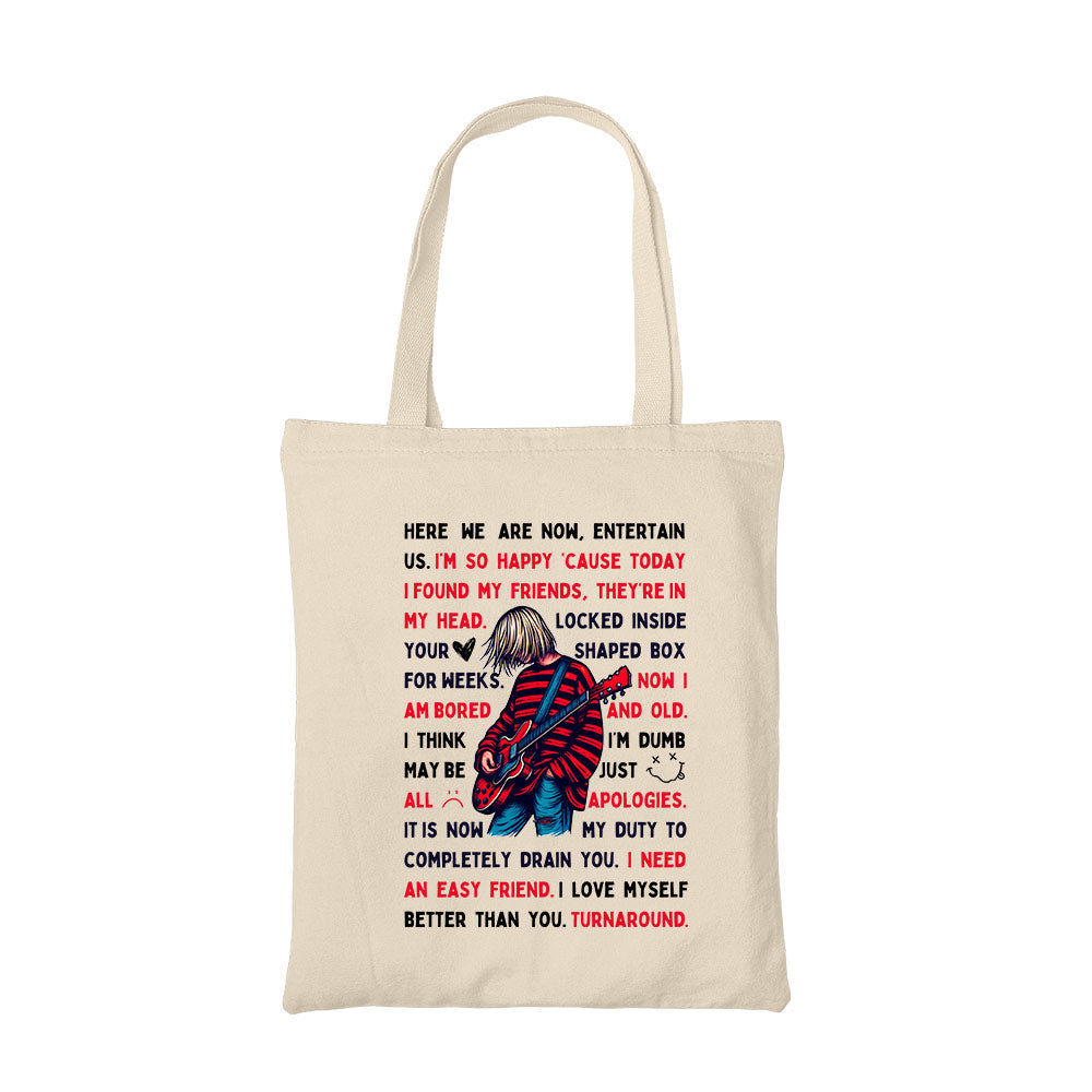 nirvana lyrical doodle tote bag music band buy online united states of america usa the banyan tee tbt men women girls boys unisex  