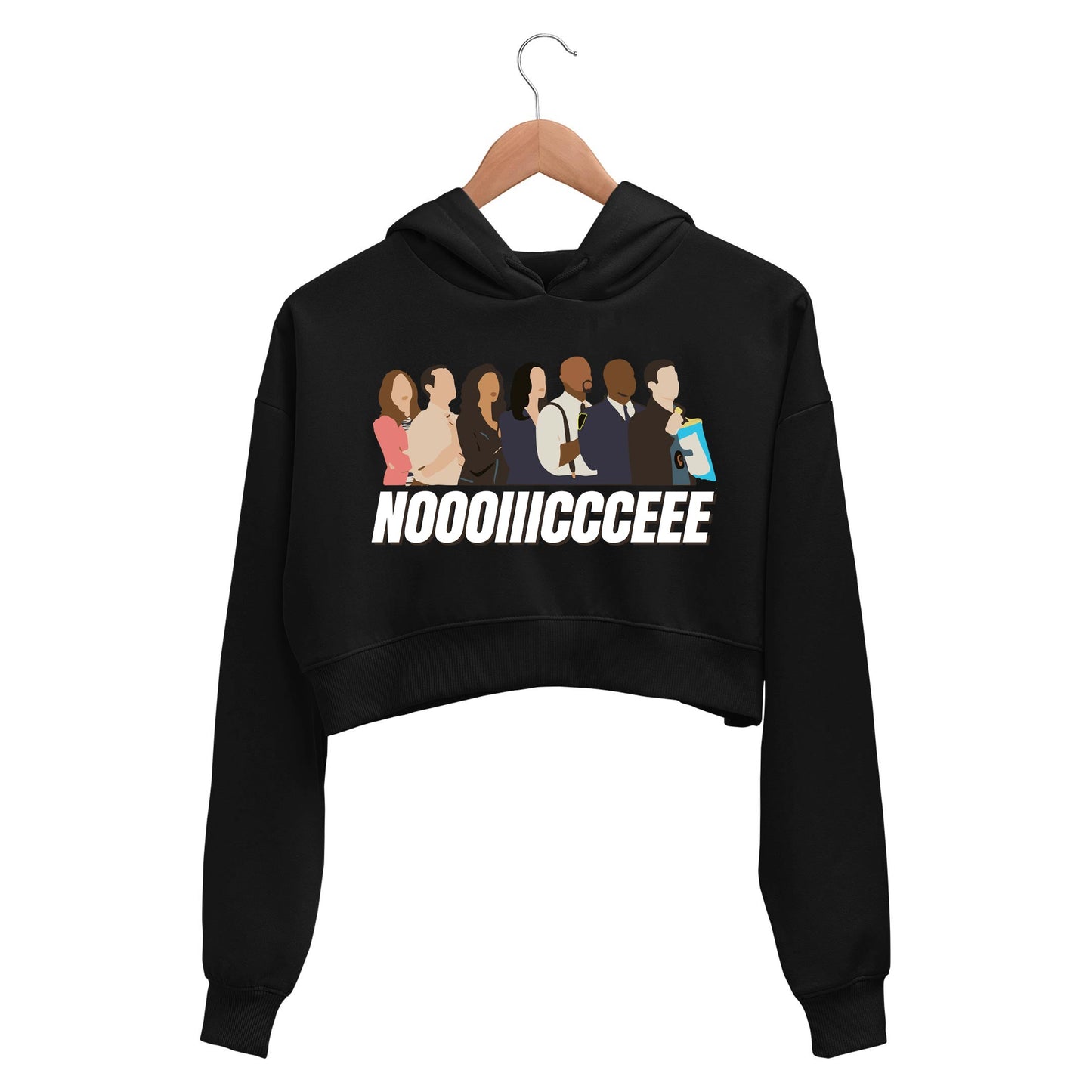 brooklyn nine-nine noooiiiccceee crop hoodie hooded sweatshirt upper winterwear buy online india the banyan tee tbt men women girls boys unisex black detective jake peralta terry charles boyle gina linetti andy samberg merchandise clothing acceessories