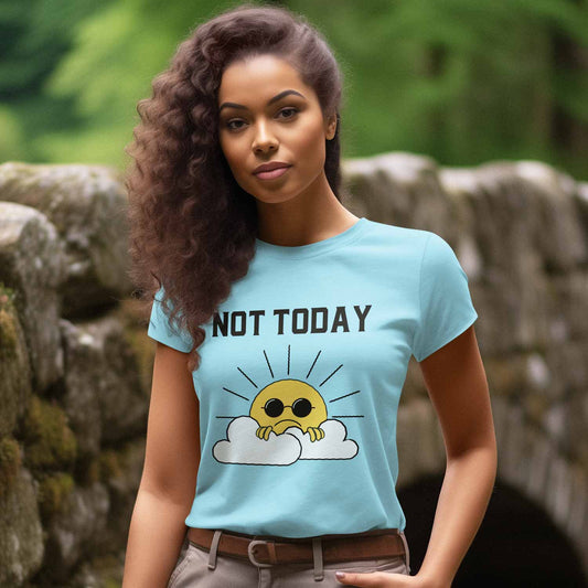 graphic not today t-shirt printed graphic stylish buy online united states usa the banyan tee tbt men women girls boys unisex baby blue 