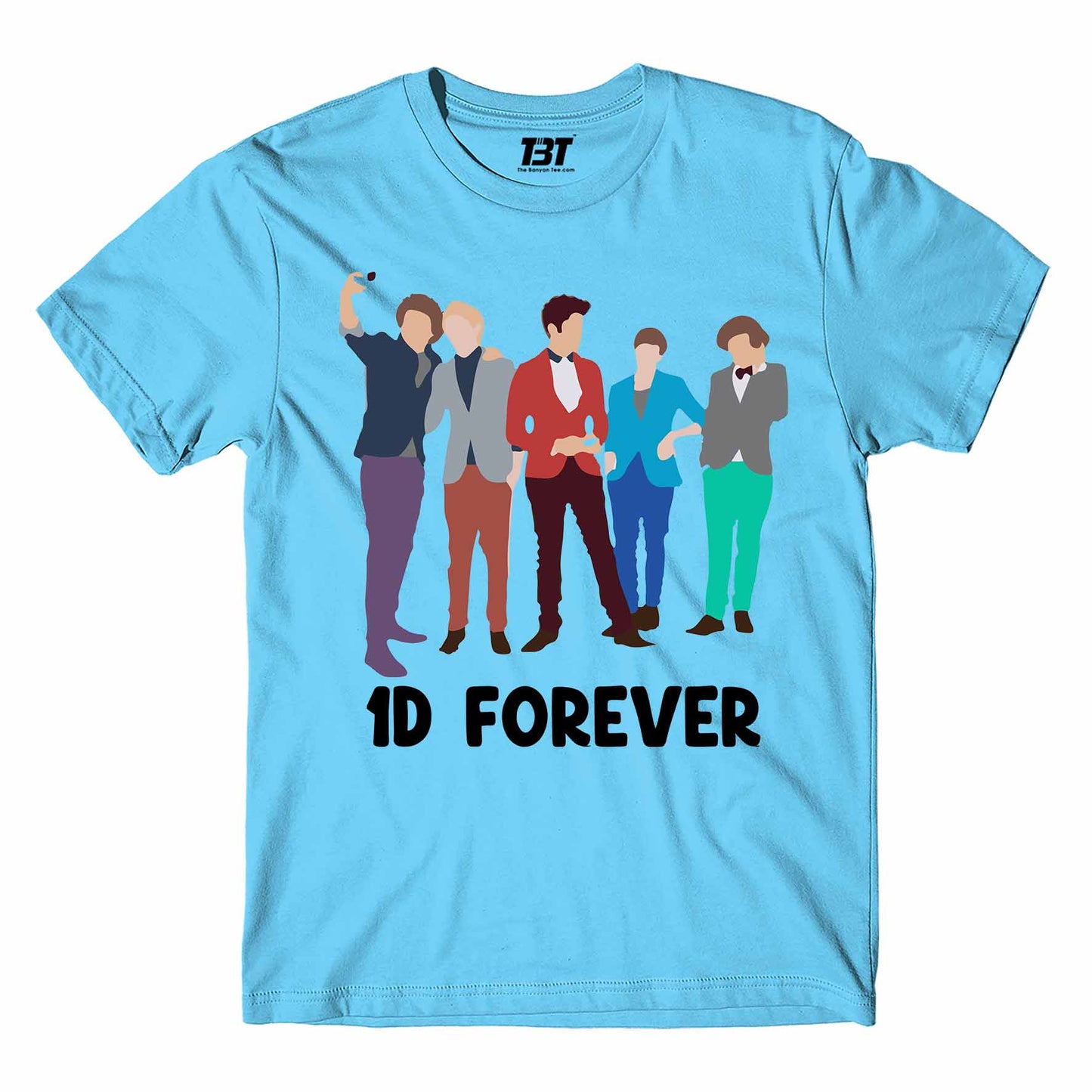 one direction 1d forever t-shirt music band buy online united states of america usa the banyan tee tbt men women girls boys unisex sky blue