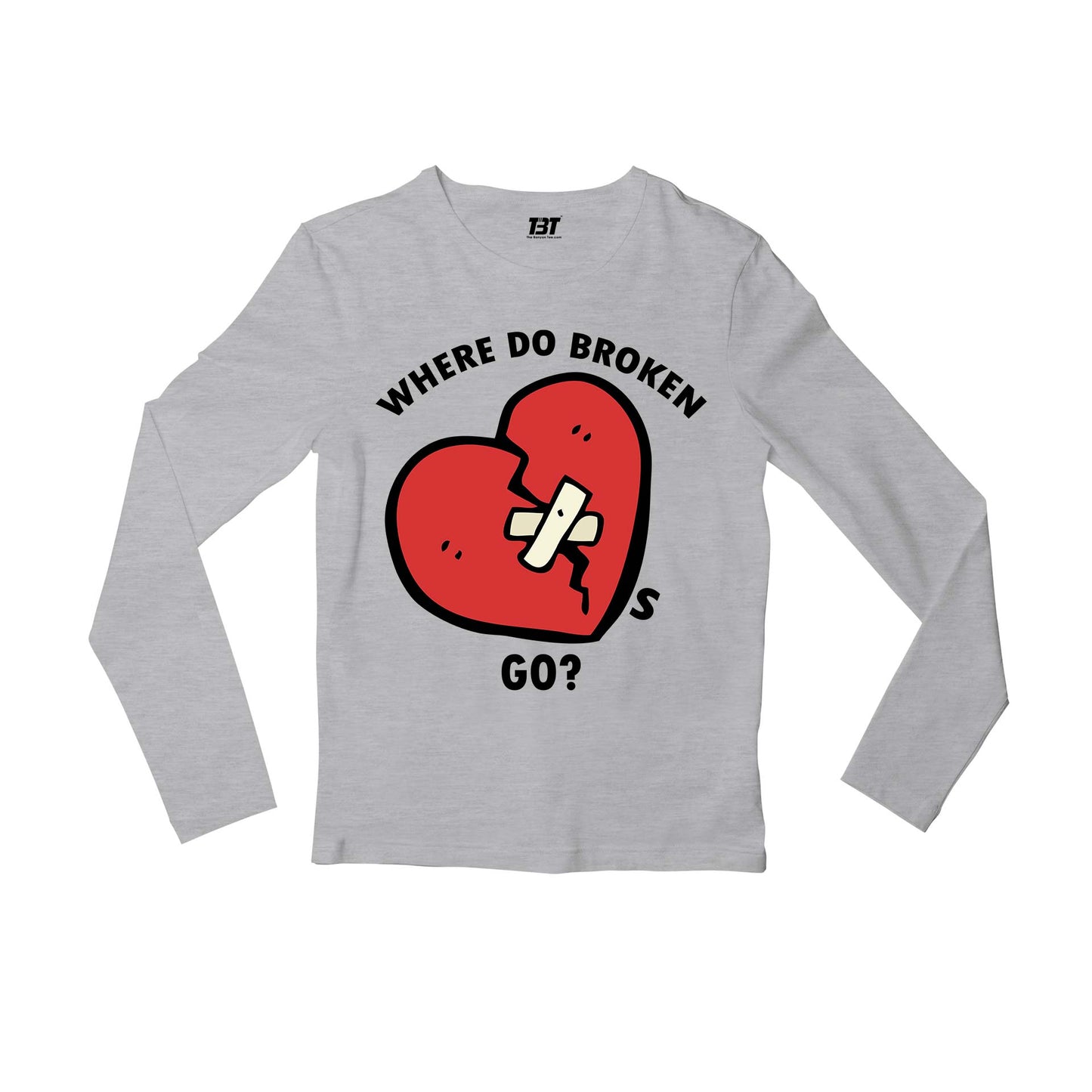 one direction where do broken hearts go full sleeves long sleeves music band buy online india the banyan tee tbt men women girls boys unisex gray