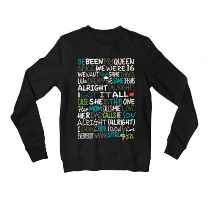 one direction steal my girl sweatshirt upper winterwear music band buy online united states of america usa the banyan tee tbt men women girls boys unisex black