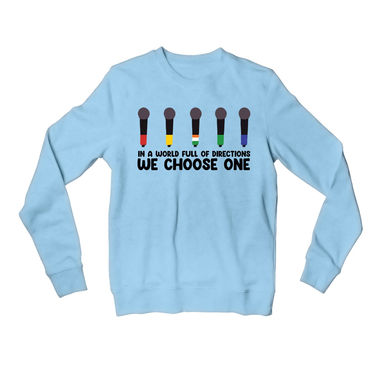 one direction we choose one sweatshirt upper winterwear music band buy online united states of america usa the banyan tee tbt men women girls boys unisex baby blue