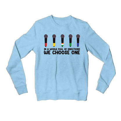 one direction we choose one sweatshirt upper winterwear music band buy online united states of america usa the banyan tee tbt men women girls boys unisex baby blue