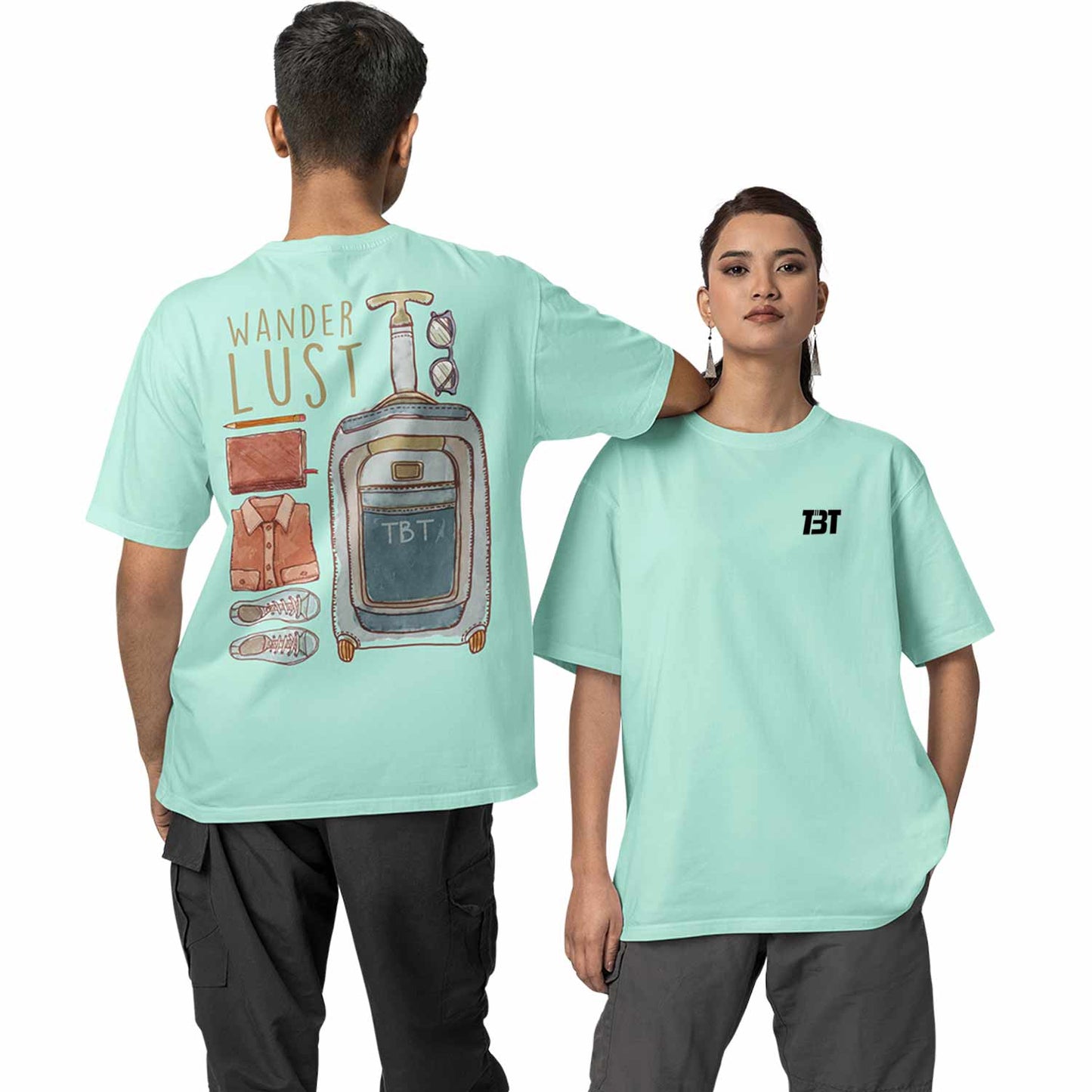 graphic printed oversized t shirt -  wanderlust mint green buy online india the banyan tee tbt men women girls boys unisex