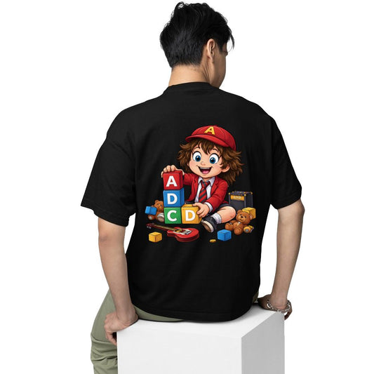 ac/dc back in blocks oversized t shirt 