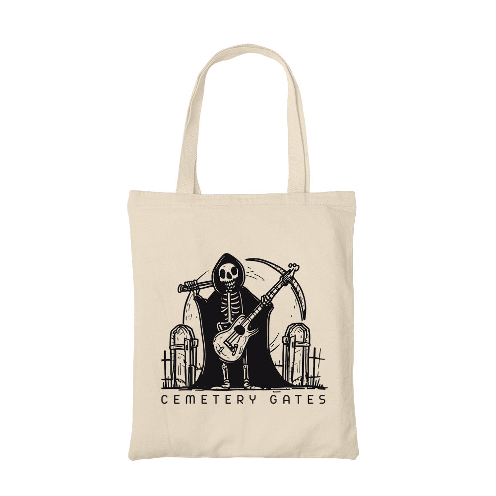 pantera cemetry gates tote bag hand printed cotton women men unisex