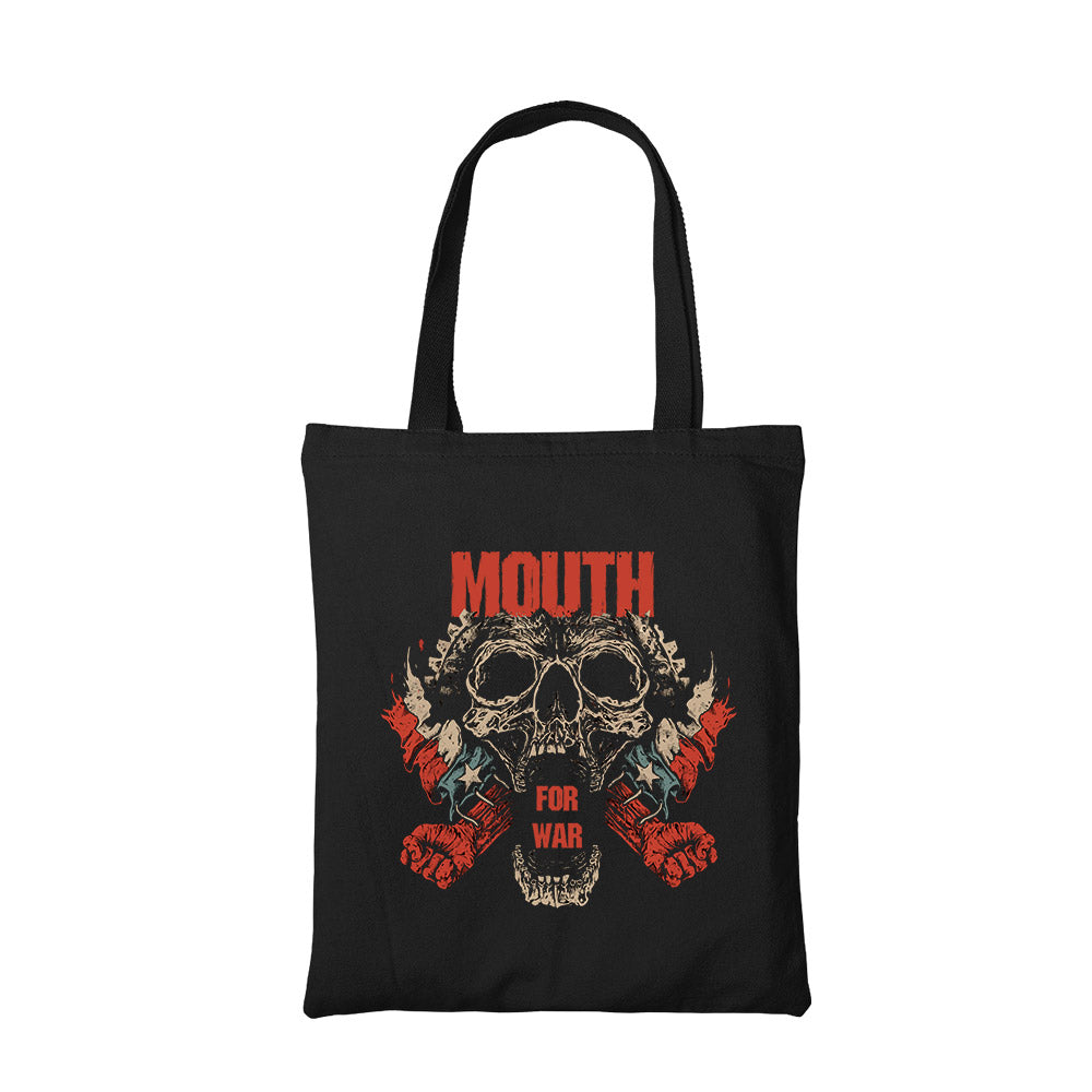 pantera mouth for war tote bag hand printed cotton women men unisex