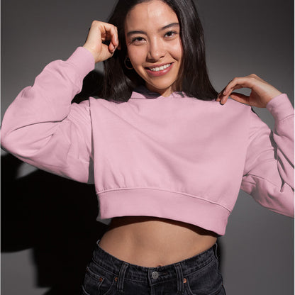 light baby pink solid plain crop hoodie the banyan tee