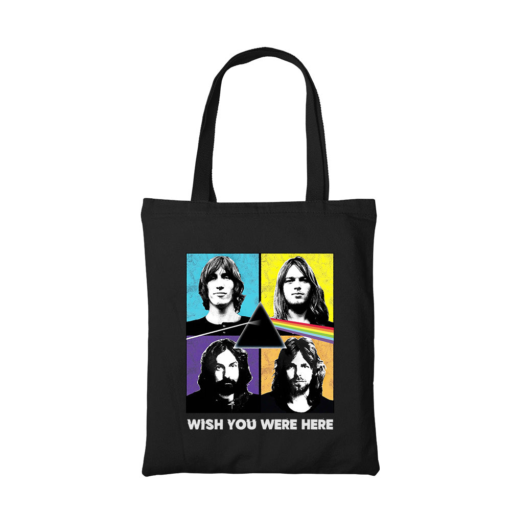 pink floyd wish they were here tote bag hand printed cotton women men unisex