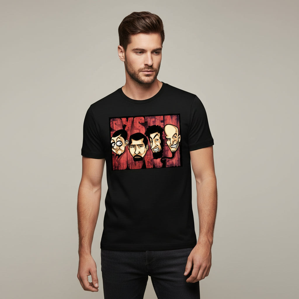 system of a down pop art t-shirt music band buy online united states of america usa the banyan tee tbt men women girls boys unisex black