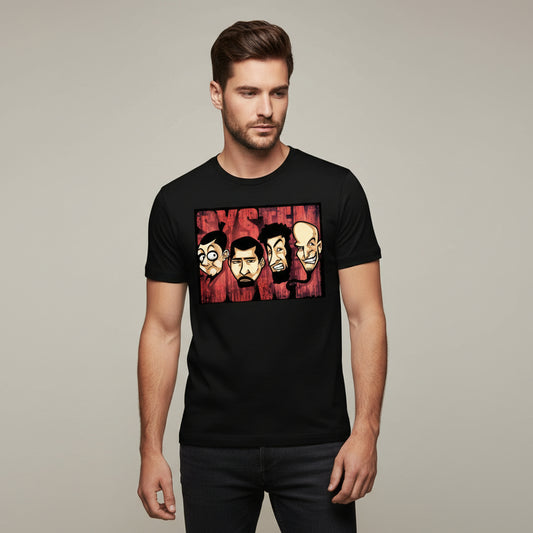 system of a down pop art t-shirt music band buy online united states of america usa the banyan tee tbt men women girls boys unisex black