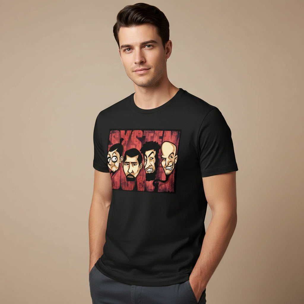 system of a down pop art t-shirt music band buy online united states of america usa the banyan tee tbt men women girls boys unisex black