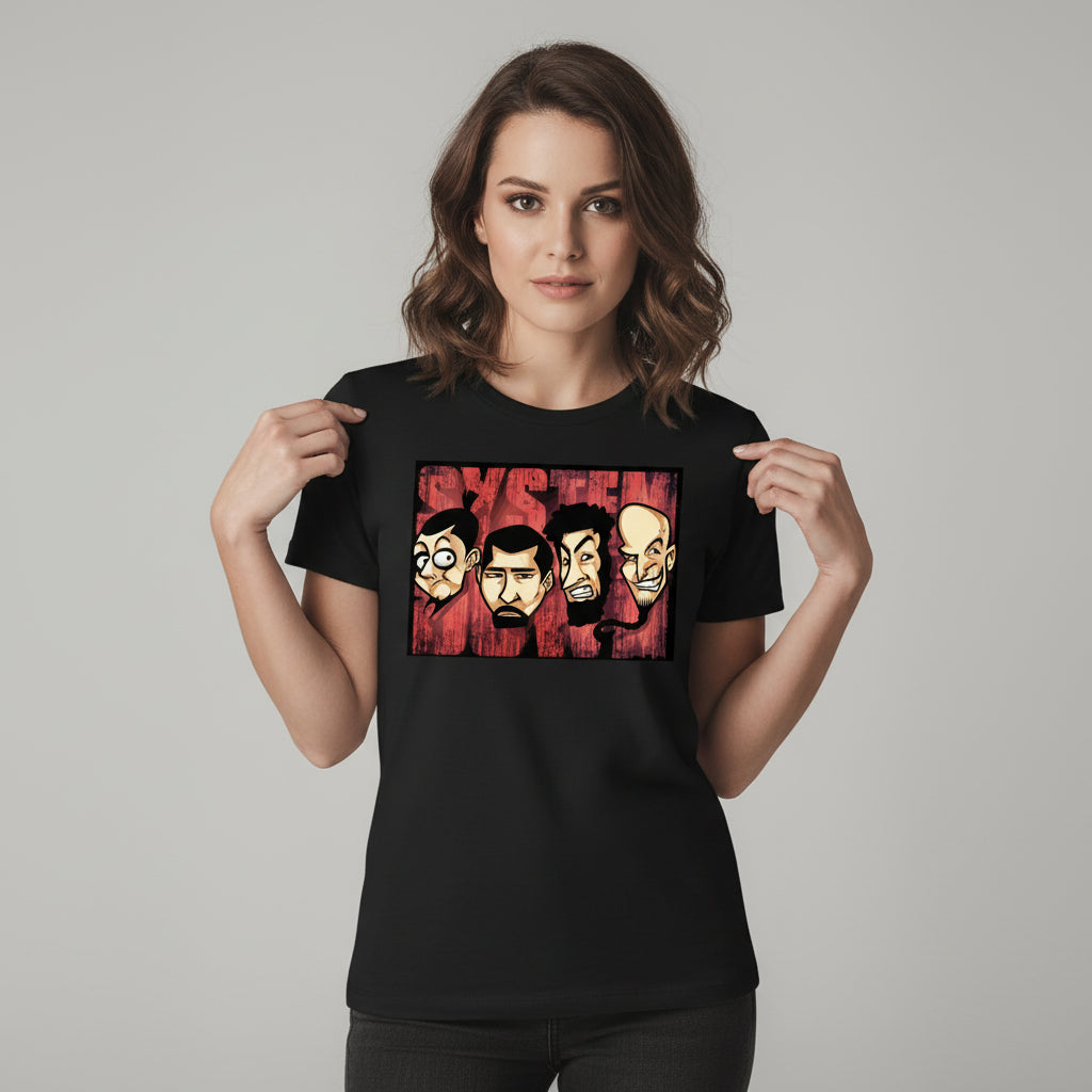 system of a down pop art t-shirt music band buy online united states of america usa the banyan tee tbt men women girls boys unisex black