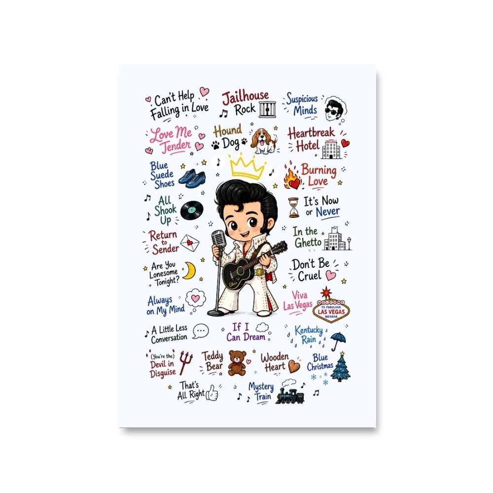 elvis presley rockabilly doodle poster wall art buy online united states usa the banyan tee tbt 8 x 10 