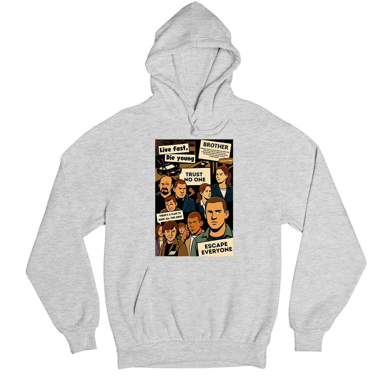 prison break escape everyone hoodie hooded sweatshirt winterwear tv & movies buy online united states usa the banyan tee tbt men women girls boys unisex gray