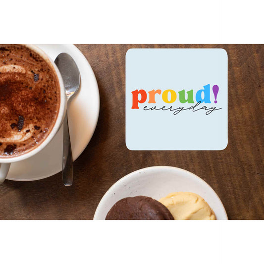 pride proud everyday coasters wooden table cups indian printed graphic stylish buy online india the banyan tee tbt men women girls boys unisex  - lgbtqia+