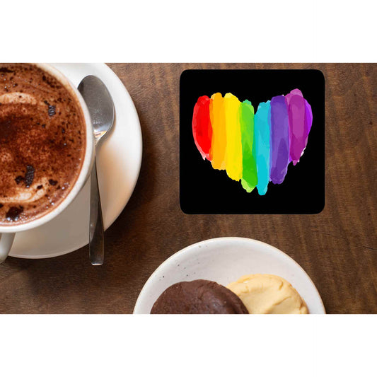 pride rainbow heart coasters wooden table cups indian printed graphic stylish buy online india the banyan tee tbt men women girls boys unisex  - lgbtqia+