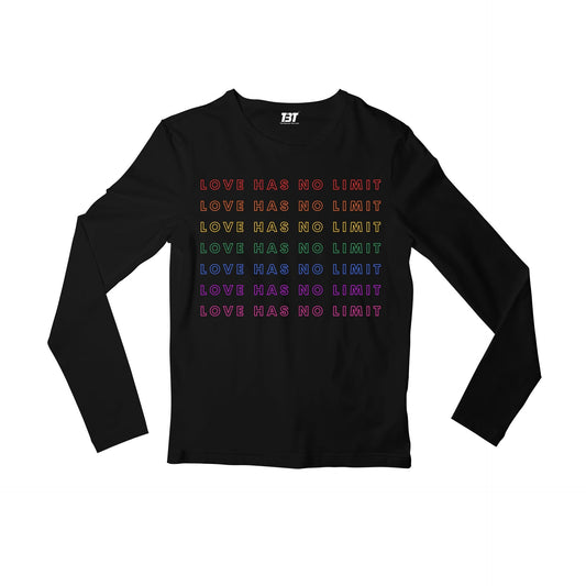 pride love has no limit full sleeves long sleeves printed graphic stylish buy online india the banyan tee tbt men women girls boys unisex black - lgbtqia+
