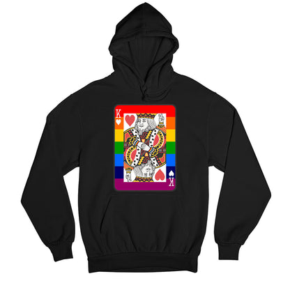 pride the king of hearts hoodie hooded sweatshirt winterwear printed graphic stylish buy online united staes u s the banyan tee tbt men women girls boys unisex black - lgbtqia+