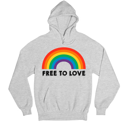 pride free to love hoodie hooded sweatshirt winterwear printed graphic stylish buy online united staes u s the banyan tee tbt men women girls boys unisex gray - lgbtqia+