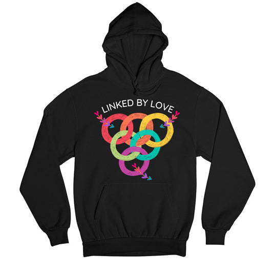 pride linked by love hoodie hooded sweatshirt winterwear printed graphic stylish buy online united staes u s the banyan tee tbt men women girls boys unisex black - lgbtqia+