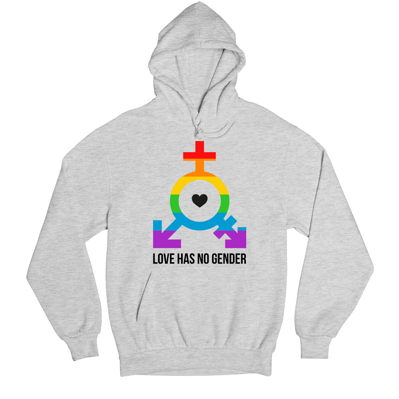 pride love has no gender hoodie hooded sweatshirt winterwear printed graphic stylish buy online united staes u s the banyan tee tbt men women girls boys unisex gray - lgbtqia+