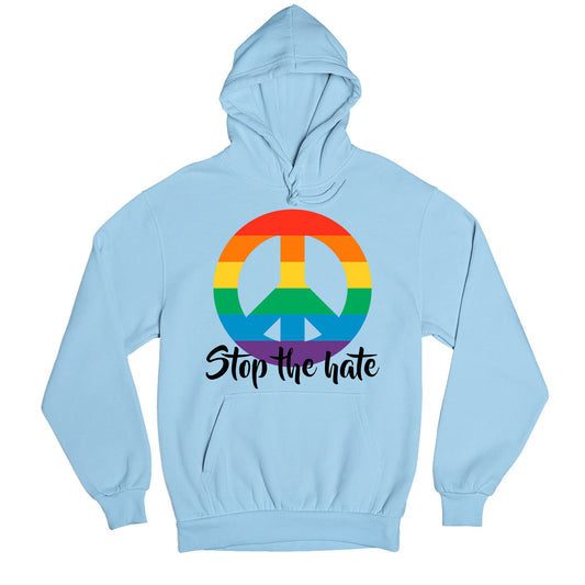 pride stop the hate hoodie hooded sweatshirt winterwear printed graphic stylish buy online united staes u s the banyan tee tbt men women girls boys unisex gray - lgbtqia+