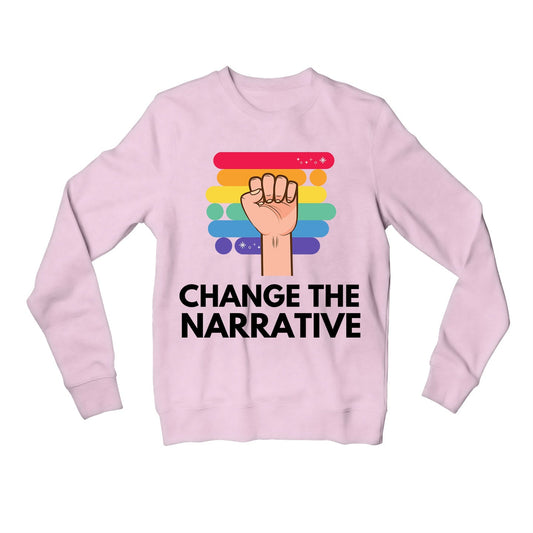 pride change the narrative sweatshirt upper winterwear printed graphic stylish buy online united states u s the banyan tee tbt men women girls boys unisex gray - lgbtqia+