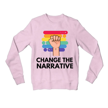 pride change the narrative sweatshirt upper winterwear printed graphic stylish buy online united states usa the banyan tee tbt men women girls boys unisex gray - lgbtqia+