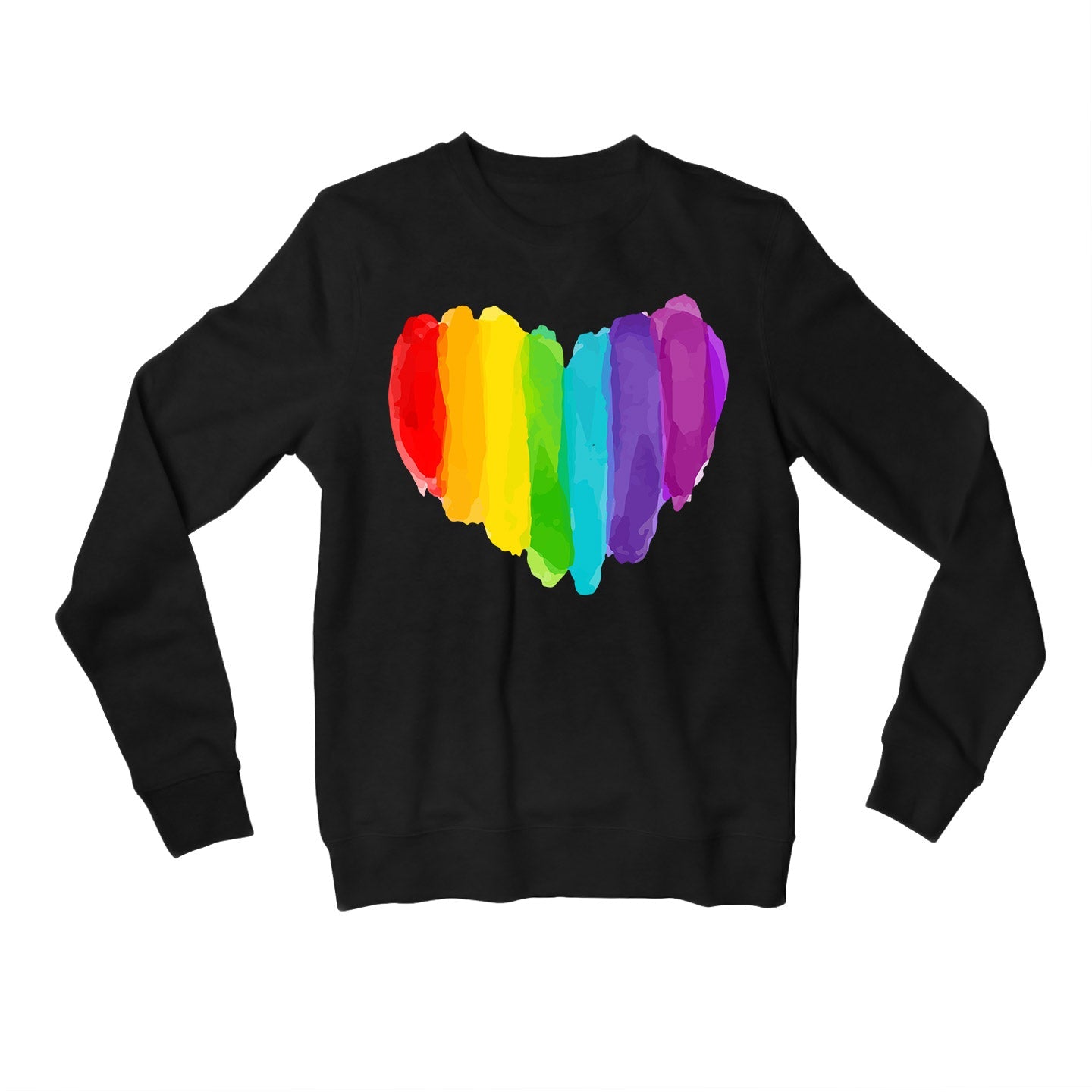 pride rainbow heart sweatshirt upper winterwear printed graphic stylish buy online united states usa the banyan tee tbt men women girls boys unisex black - lgbtqia+