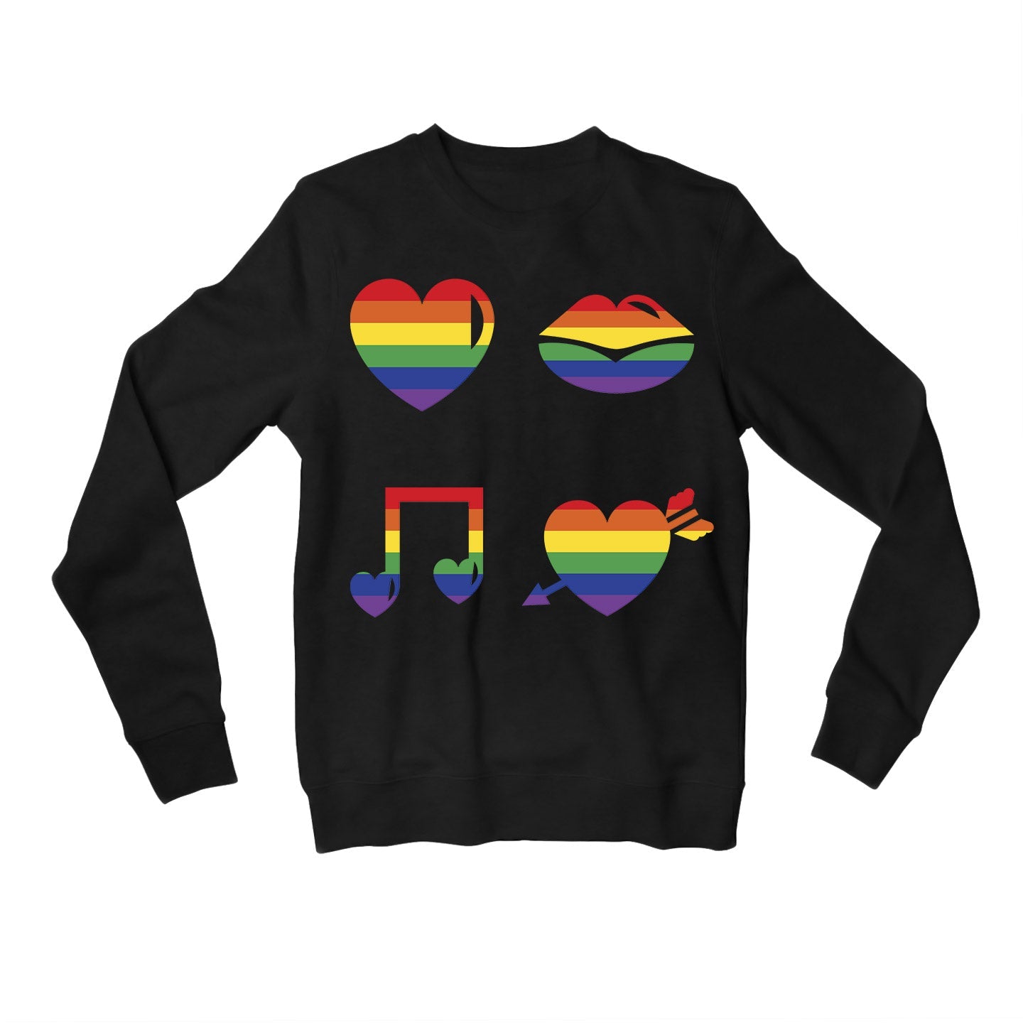 pride rainbow love sweatshirt upper winterwear printed graphic stylish buy online united states usa the banyan tee tbt men women girls boys unisex black - lgbtqia+