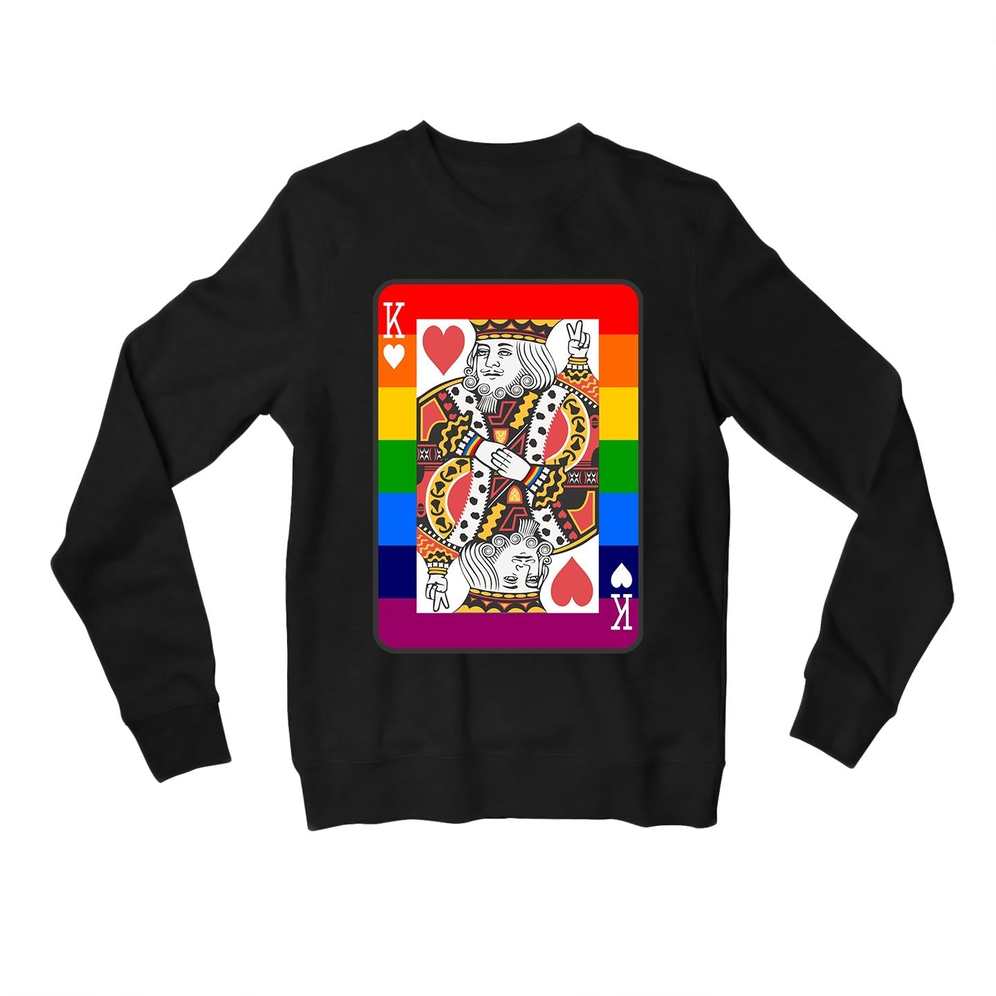 pride the king of hearts sweatshirt upper winterwear printed graphic stylish buy online united states u s the banyan tee tbt men women girls boys unisex black - lgbtqia+