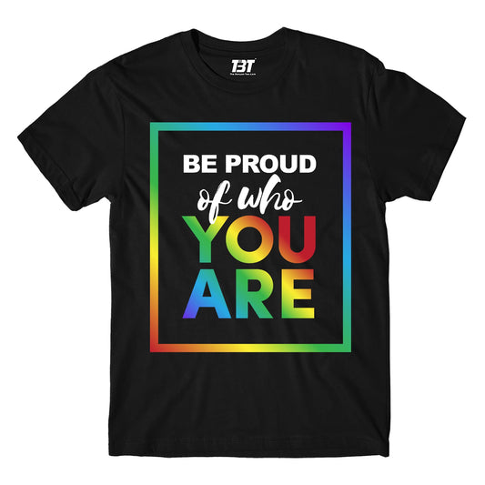 pride be proud of who you are t-shirt printed graphic stylish buy online united states u s the banyan tee tbt men women girls boys unisex navy - lgbtqia+